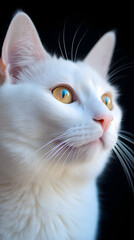 Generative AI, Adorable White Cat Close-Up