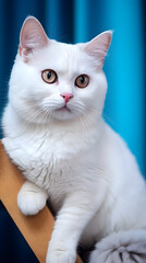 Generative AI, White Cat Portrait