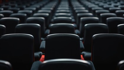 Empty lecture chairs in an auditorium