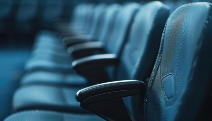 Empty lecture chairs in an auditorium
