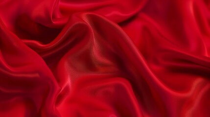 Obraz premium Vibrant Red Silk Fabric with Gentle Creases : Generative AI