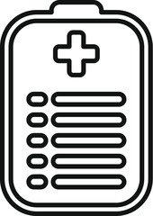 Obraz premium Simple black and white icon of a medical clipboard, symbolizing patient information and medical history
