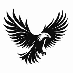 Obraz premium a very simple and single Eagle silhouette white background, a very simple and single Eagle silhouette white background