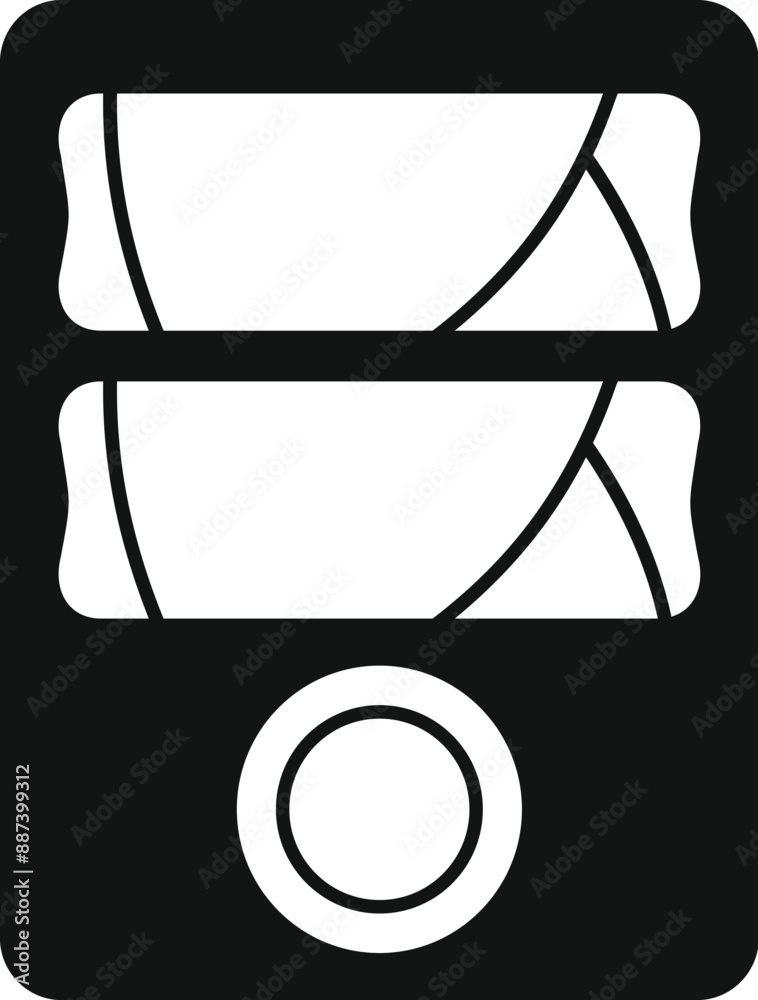 Poster simple vector icon of a computer system unit with a button