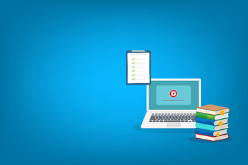 Online learning. Concept of webinar, business online training, education on computer or e-learning concept, video tutorial 