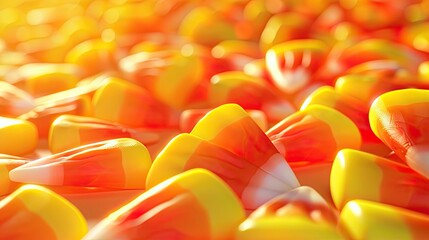 Happy Halloween greeting with orange and yellow candy corn