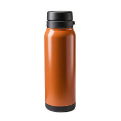 Orange Insulated Water Bottle Isolated on Transparent Background. Concept of Reusable Drinkware and Sustainable Living.