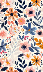 2D flower and leaf cards in various styles