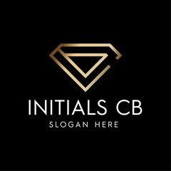 Minimalist Initials CB Diamond Logo Vector Illustration