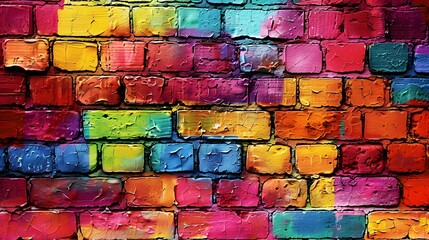 Fototapeta premium Colorful brick wall background. 