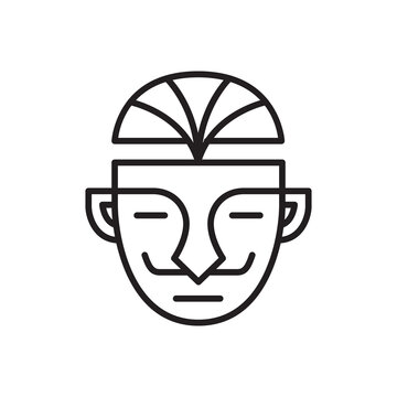 javanese man head culture line logo design vector