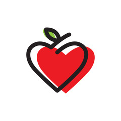 fruits love healthy organic colorful logo design vector