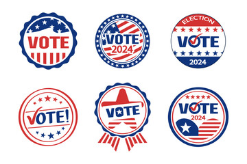 United States of america presidential election vote 2024 badges set . Vector .