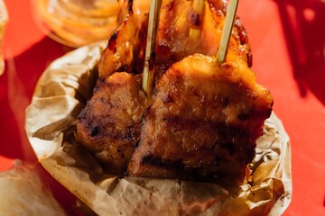 grilled pork , Thailand street food, pork, chicken ,Thailand treditionlal food