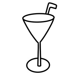 Elegant White Wine Glass Vector Illustration.
