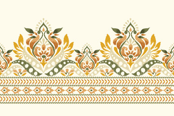 Ikat floral paisley pattern on white background,Ikat design embroidered vector illustration.design for texture,fabric,clothing,decoration,print.