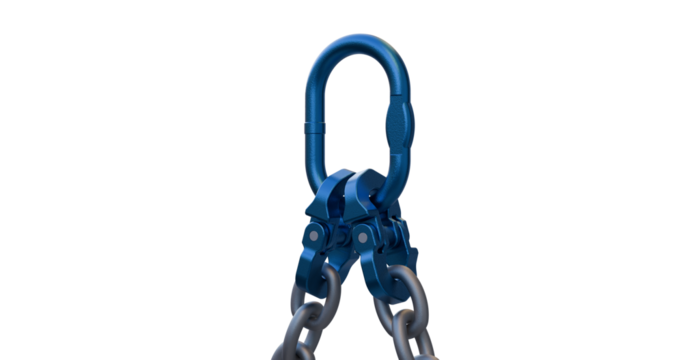 Two-leg chain; double leg chain sling; safe lifting equipment; Oblong and grab hook arrangement