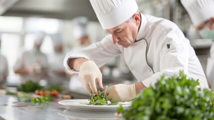 A culinary instructor guides aspiring chefs through a hands-on cooking class.