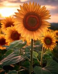 Obraz premium Timeless Beauty: Sunflowers' Vibrant Presence and Easy Nature Captivate All Seasons