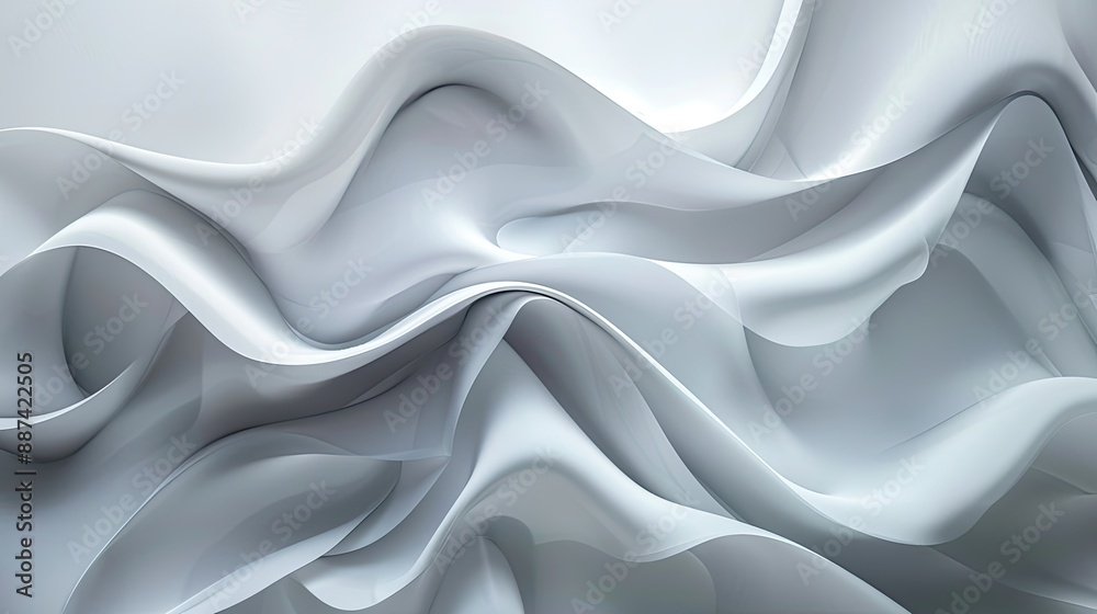 Canvas Prints abstract white gray background with wavy smooth lines flowing on it