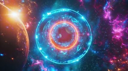 Vibrant cosmic energy with planetary elements