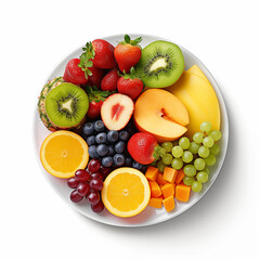 A Colorful Variety Of Fresh Fruits Including Strawberries, Kiwi, Blueberries, And Oranges Arranged On A Plate