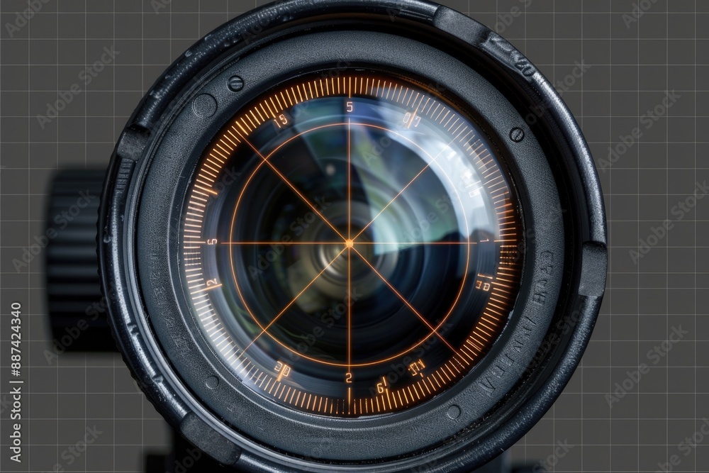 Aufkleber close up view of a camera lens showing the intricate details and textures