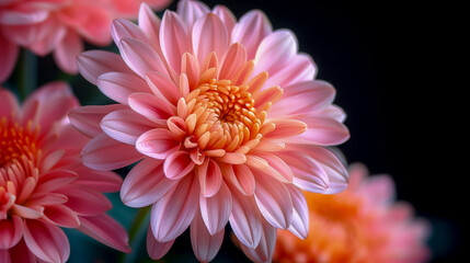 Beautiful pink dahlia flower with delicate petals blooming in a bouquet