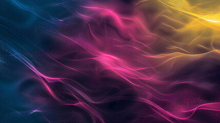 Obraz premium Grainy gradient background blue pink yellow abstract glowing color wave black dark backdrop noise texture banner poster header design Stock Illustration