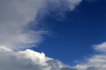 Blue sky with a mix of white and dark clouds