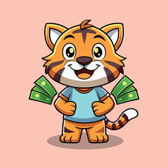 Tiger Boss mascot character logo design vector illustration