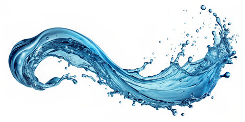 Obraz premium Blue water swirl splash with little bubbles isolated on clear png background, liquid flowing in form of wave 