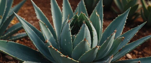 Close up of beautiful Agave succulent plant.