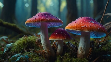 Fototapeta premium beautiful fantasy psychedelic and colorful mushrooms.