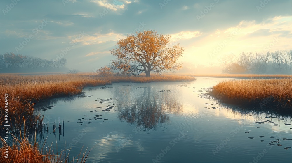 Poster Dead marsh. Generative AI.