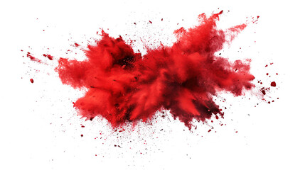 Abstract Red Color Holi Paint Powder Festival Explosion Burst on Transparent Background PNG - Paint Isolated Splash Explode Smoke Dust Spray Cloud Gas Ink Blooming Smog Splatter Fume

