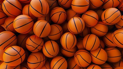 Obraz premium A seamless pattern of basketballs tightly packed together, showcasing their iconic orange and black design