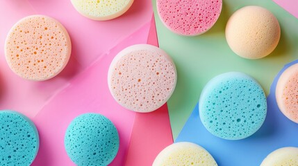 Makeup sponges on colorful backdrop