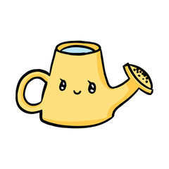 cute kawaii watering can cartoon illustration
