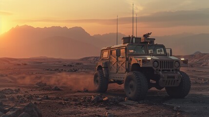 Fototapeta premium Tactical military armored vehicle. Military off-road transport