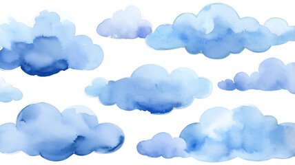 seamlesss pattern with cartoon clouds watercolor hand drawn illustration