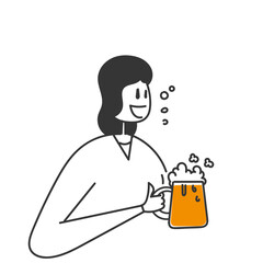 hand drawn doodle person holding glass beer