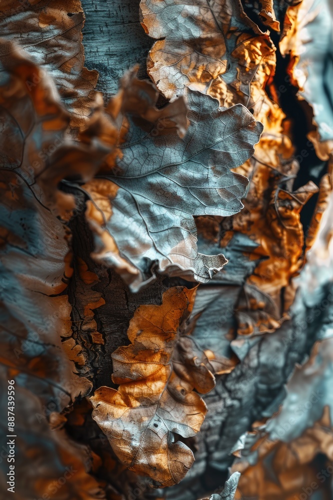 Poster A detailed view of the texture and pattern on a piece of wood, suitable for use in designs or as a decorative element