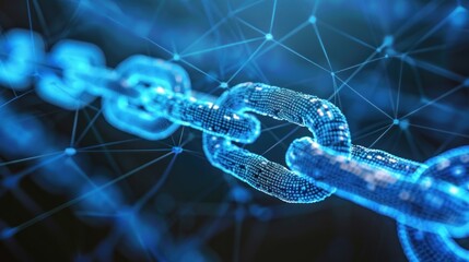Chain and network on blue background