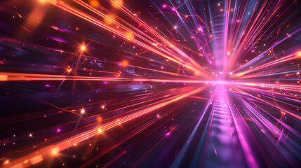 Naklejka premium This abstract wallpaper showcases dynamic laser beams with vibrant sparks, suggesting a futuristic or sci-fi theme, potentially a digital art background best-seller