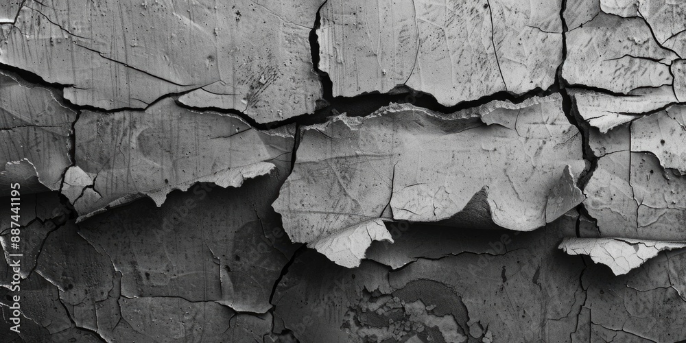Poster a close-up view of a cracked wall with visible cracks and fissures