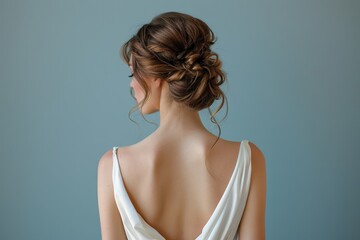 Elegant bridal hairstyle with a low chignon bun.