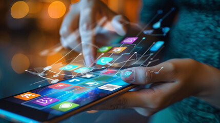 An expert crafting a mobile app interface, showcasing creative thought and seamless user experience design