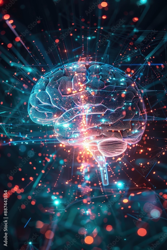 Poster illustration of the human brain's internal structure, highlighting its various regions and component