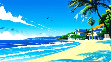 サマーブリーズの風景のイラスト